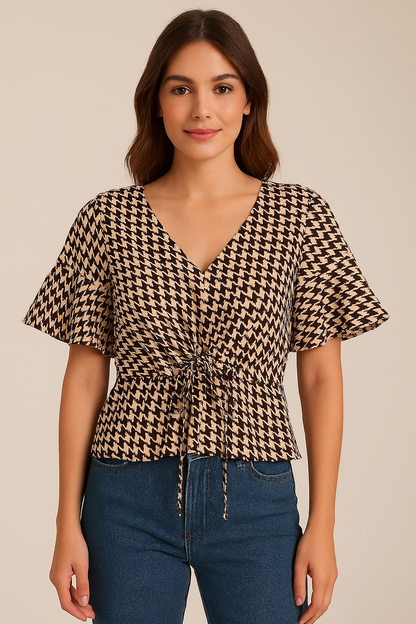 Blusa beige y negra / P122 image 1