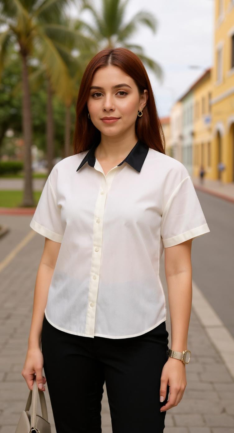 Camisa blanca básica cuello clásico / P209 image 0