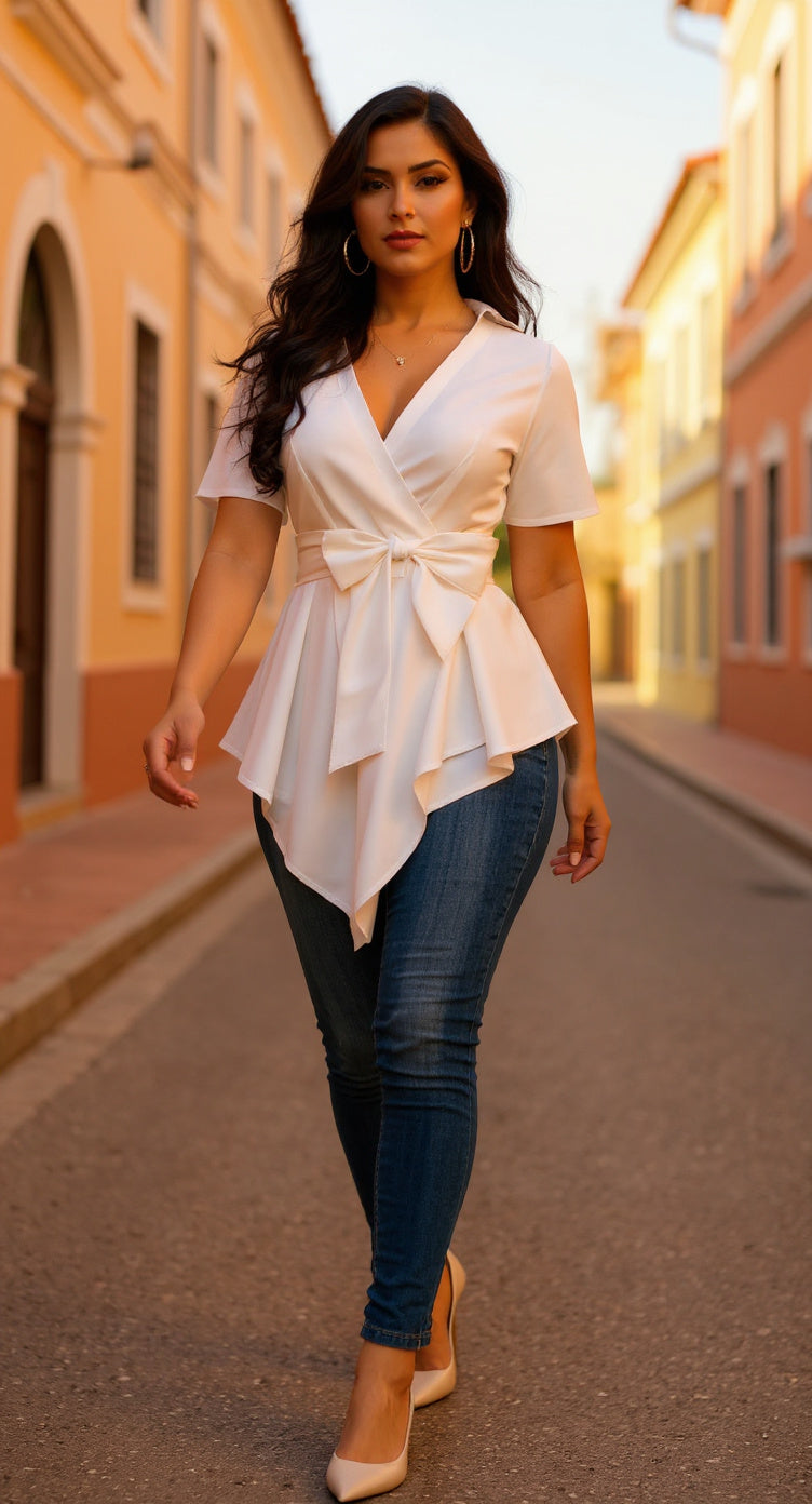 Blusa blanca cruzada /AO72 image 2