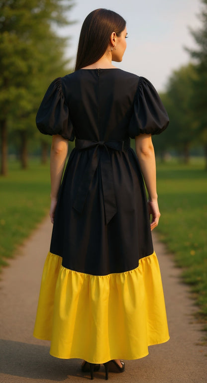 Vestido negro con mangas globo/ AO22 image 1