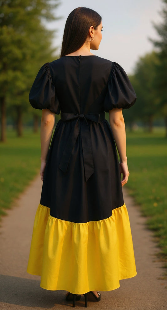 Vestido negro con mangas globo/ AO22 image 1