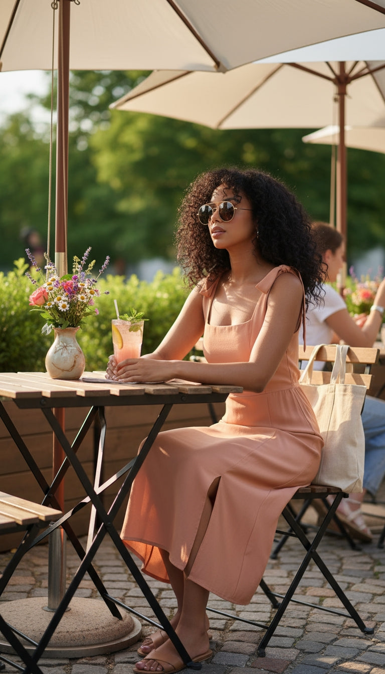 Vestido rosa salmón con nido de abeja /ANV08 image 1