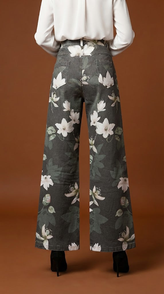 Pantalón Floral Verde Denim / ANE1001-59