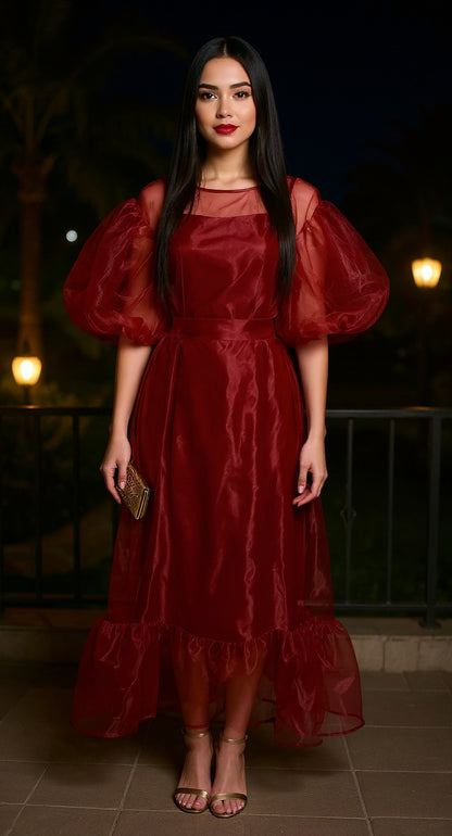 Vestido rojo satín / AO142 image 1