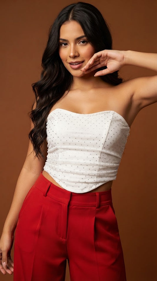 Top Strapless con Pedrería marca D&M / V346