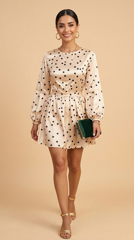 Vestido beige lunares/ AO137