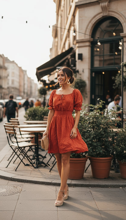 Vestido corto rojo con hombros descubiertos /ANV16 image 1