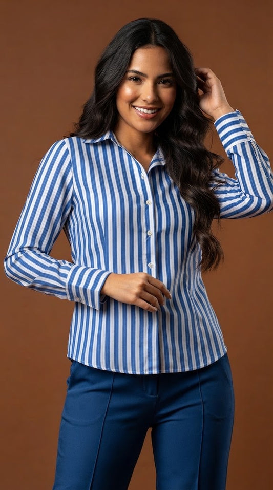 Blusa de Rayas con Cuello en V / ANB26072