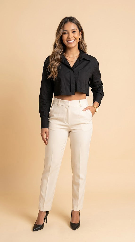 Blusa Negra Cropped / ANB26088
