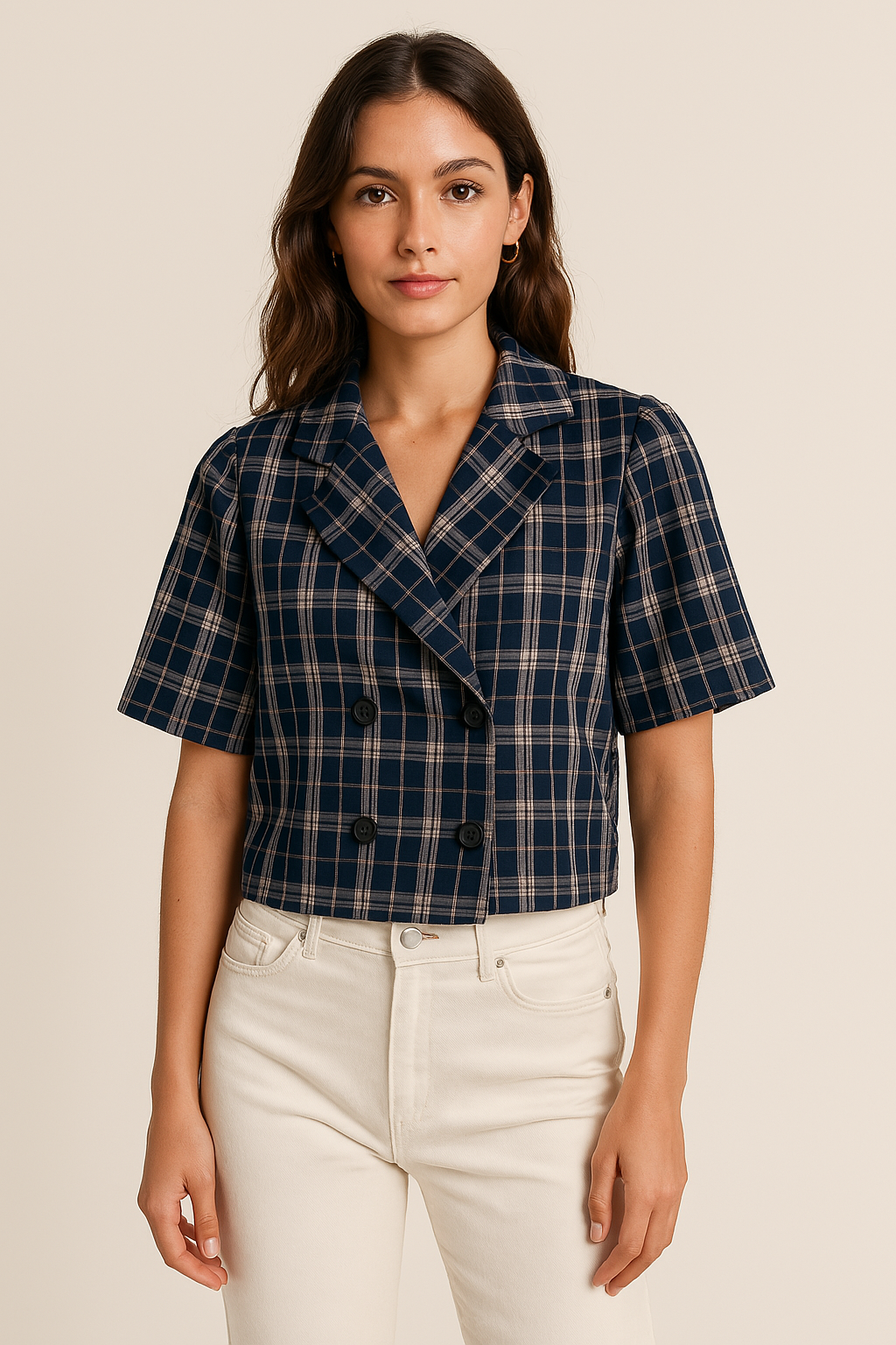 Blusa de cuadros con botones / P107 image 0