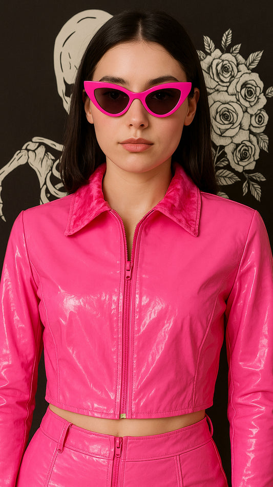 Chaqueta corta vinilo fucsia / V28 image 0