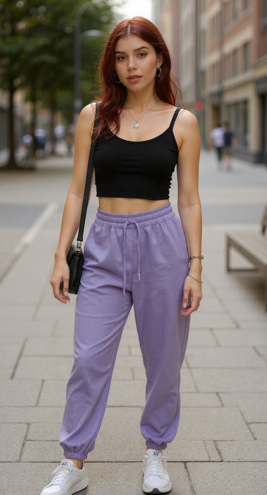 Pantalón lila claro cintura elástica / P42 image 0