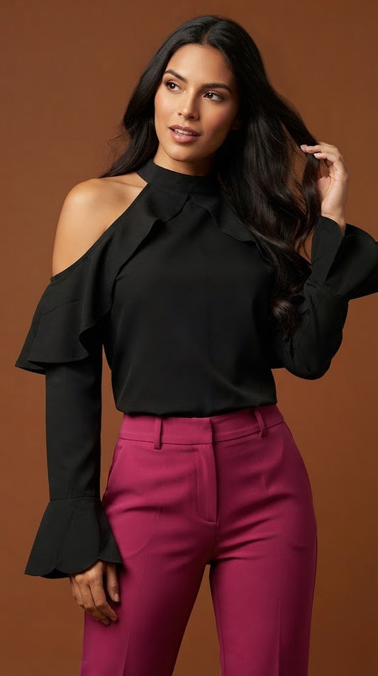 Blusa negra manga larga / AO88
