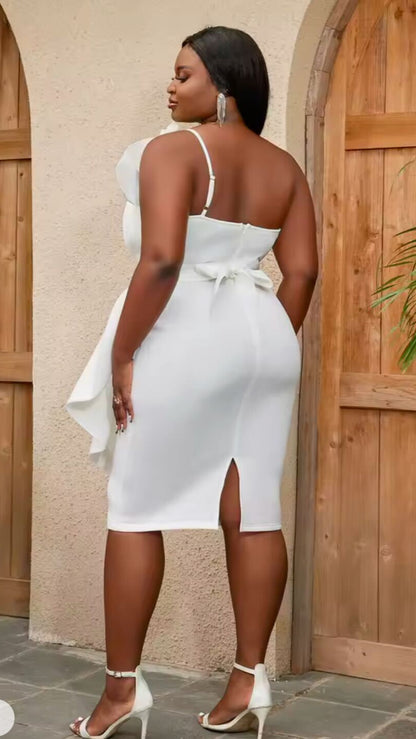 Vestido blanco corto drapeado / AO67 image 1