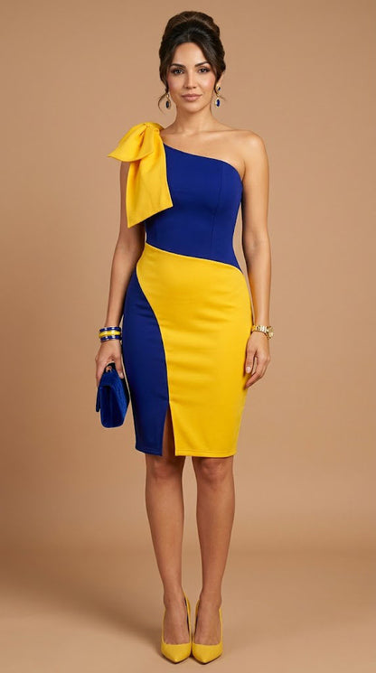 Vestido azul/amarillo AO141