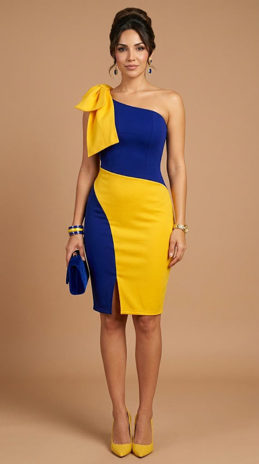 Vestido azul/amarillo AO141