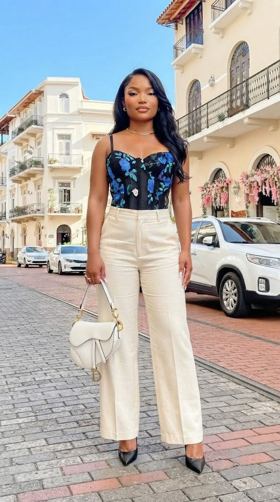 Corset Floral Azul / CB12