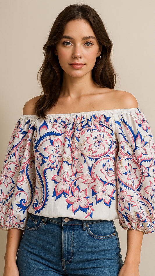 Top con hombros descubiertos estampado floral AOMEI / AO94 image 0