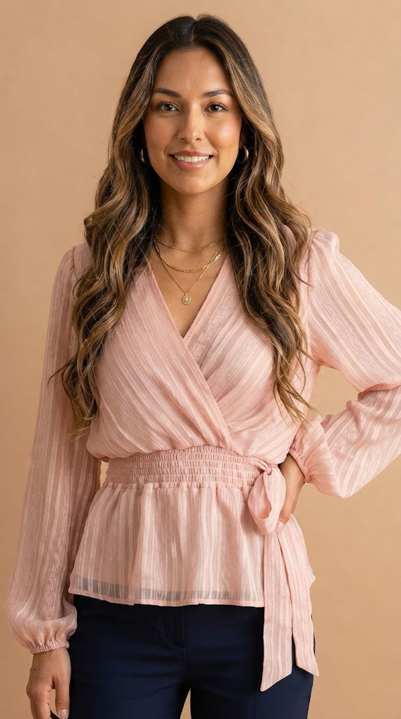 Blusa Rosa con Lazo / ANB26060