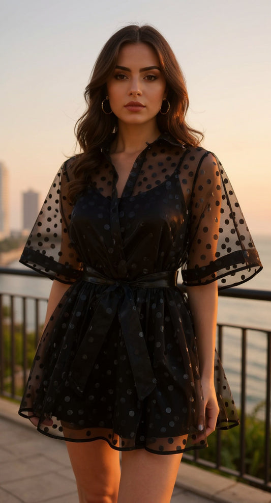 Kimono negro transparente/ AO140 image 0