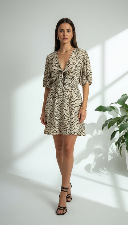 Vestido cruzado animal print beige /ANV01 image 0