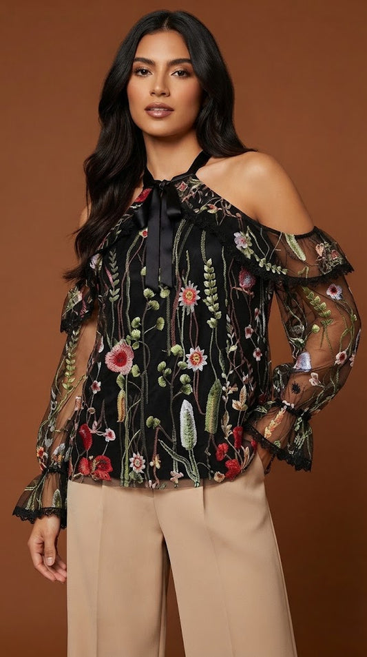 Blusa negra hombros descubiertos / ANB12