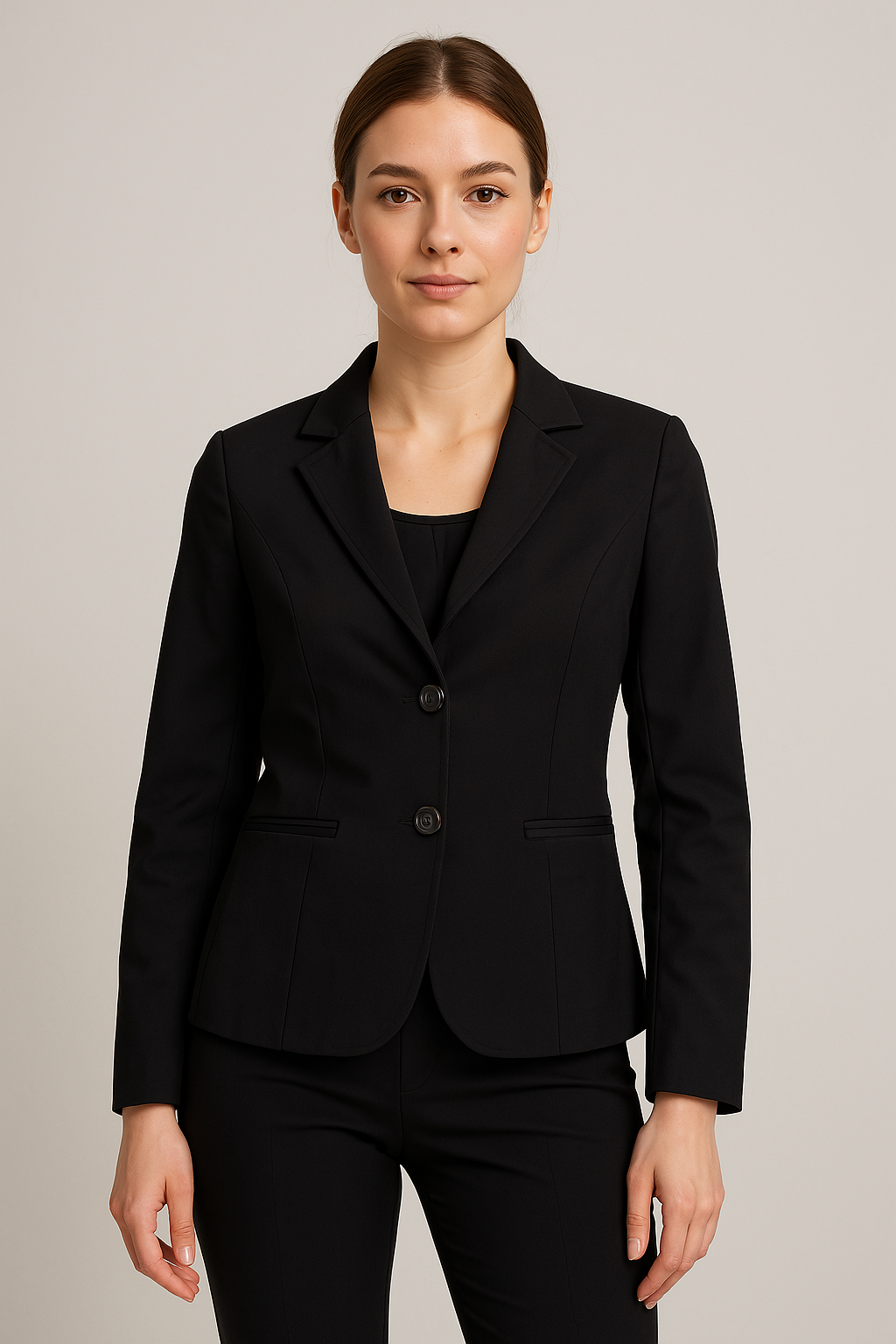 Blazer negro cruzado con botones / P170 image 0