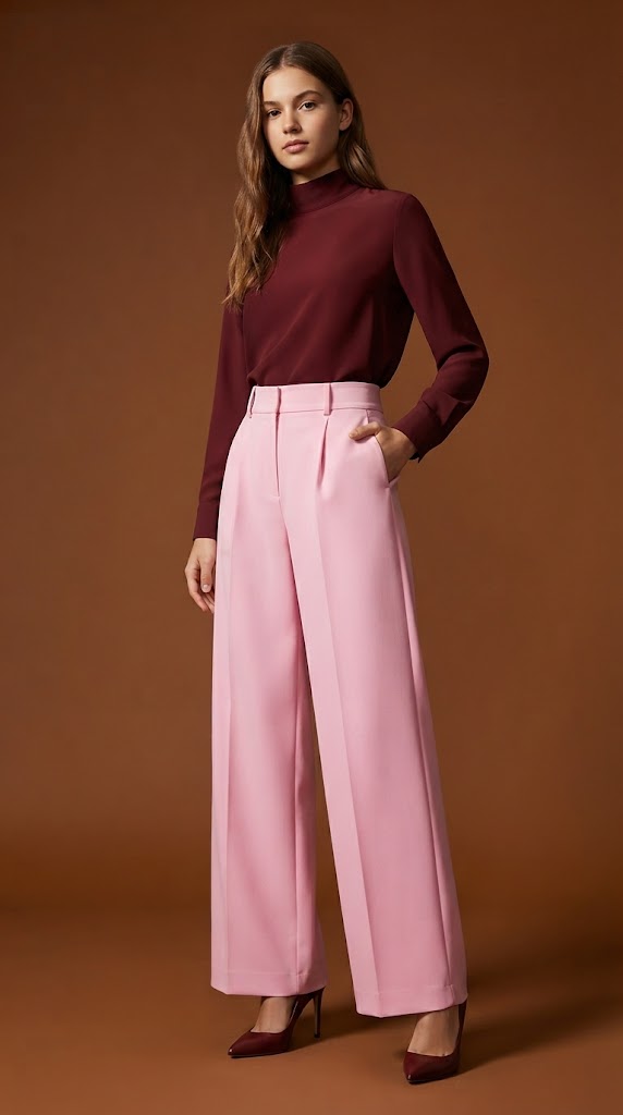 Pantalón palazzo rosado claro / ANE1001-9