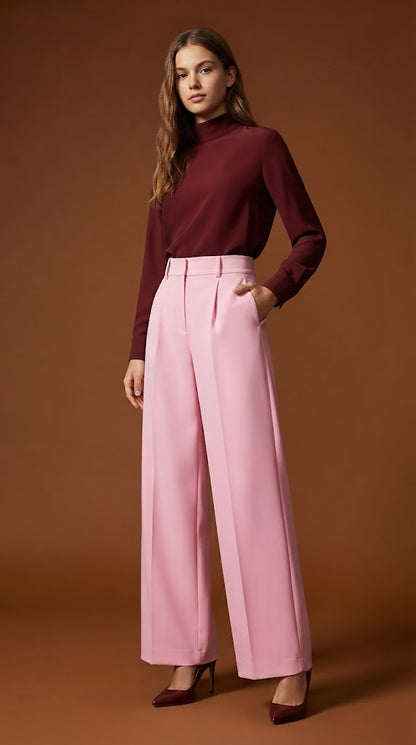 Pantalón palazzo rosado claro / ANE1001-9