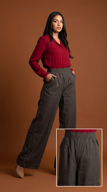 Pantalón palazzo gris oscuro / ANE1001-18