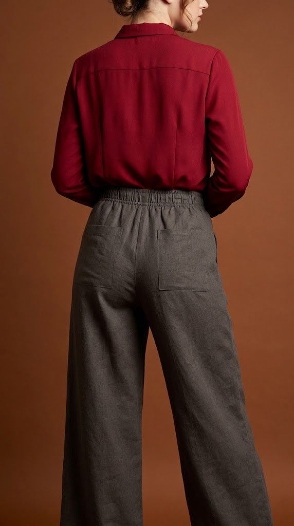 Pantalón palazzo gris oscuro / ANE1001-18