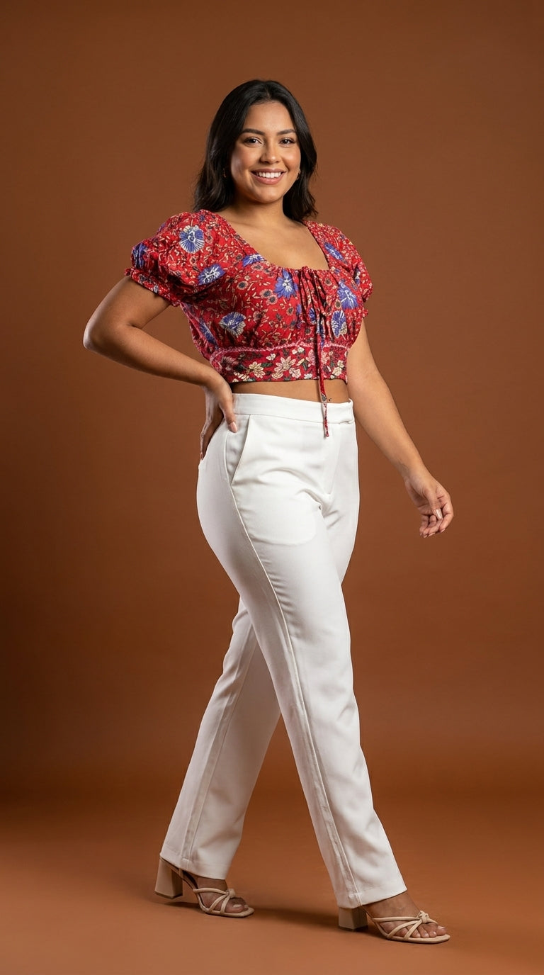 Top Floral con Escote Cuadrado /OUTEV165