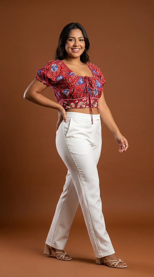 Top Floral con Escote Cuadrado /OUTEV165