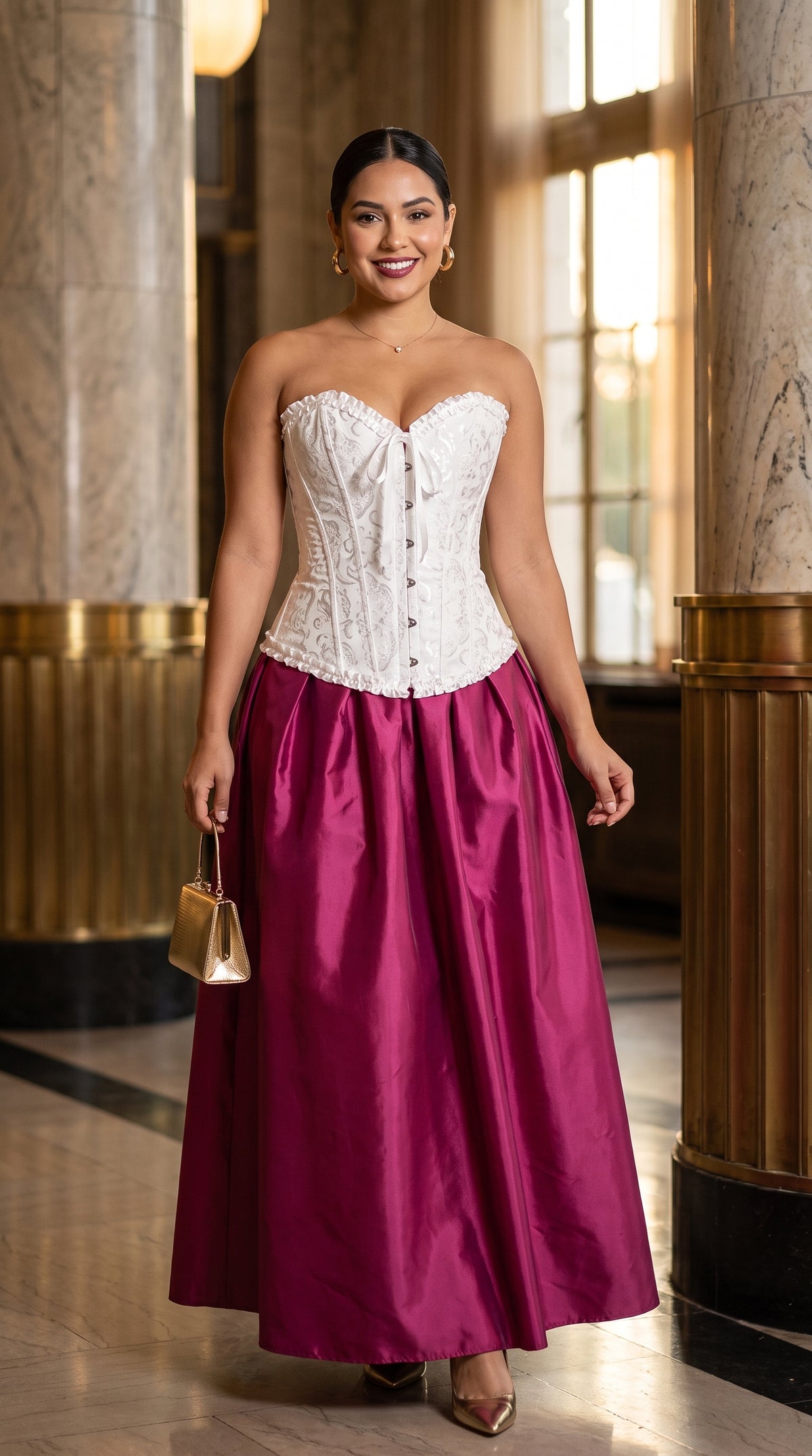 Corset con Escote + Falda maxi satinada AOMEI /OUTEV118