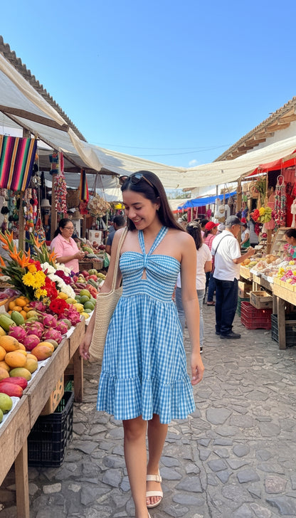 Vestido Azul cuadros/  /ANV10