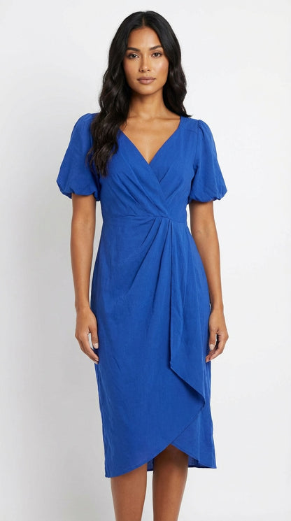 Vestido largo azul cruzado /SH13