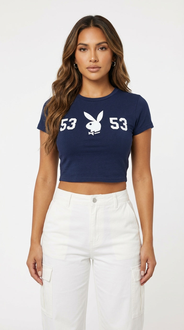 Camiseta azul con estampado gráfico / SH27 Betzy