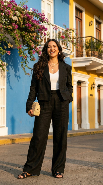 Blazer Negro Minimalista Elegante / ANBL2659