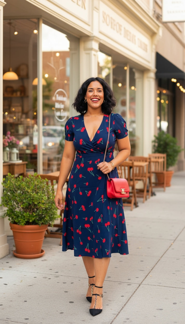 Vestido azul marino con corazones rojos /ANV03