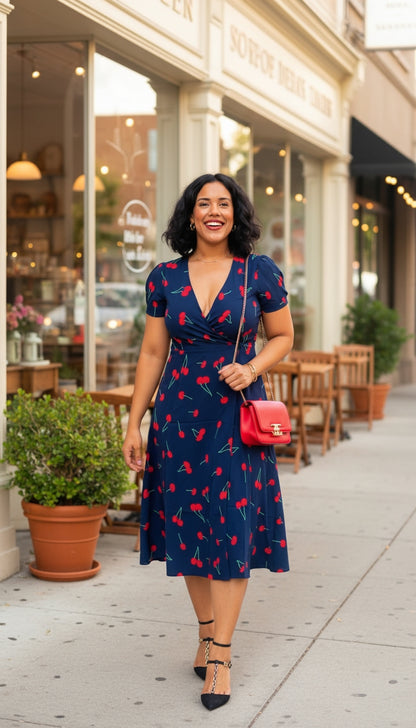 Vestido azul marino con corazones rojos /ANV03