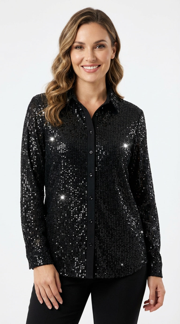 Blusa negra manga larga / UV55