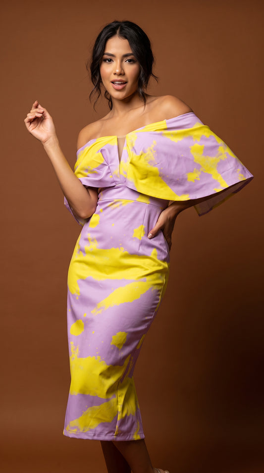 Vestido morado estampado floral AOMEI / AO77