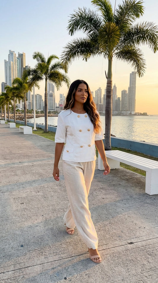 Blazer blanco botones dorados / AO176