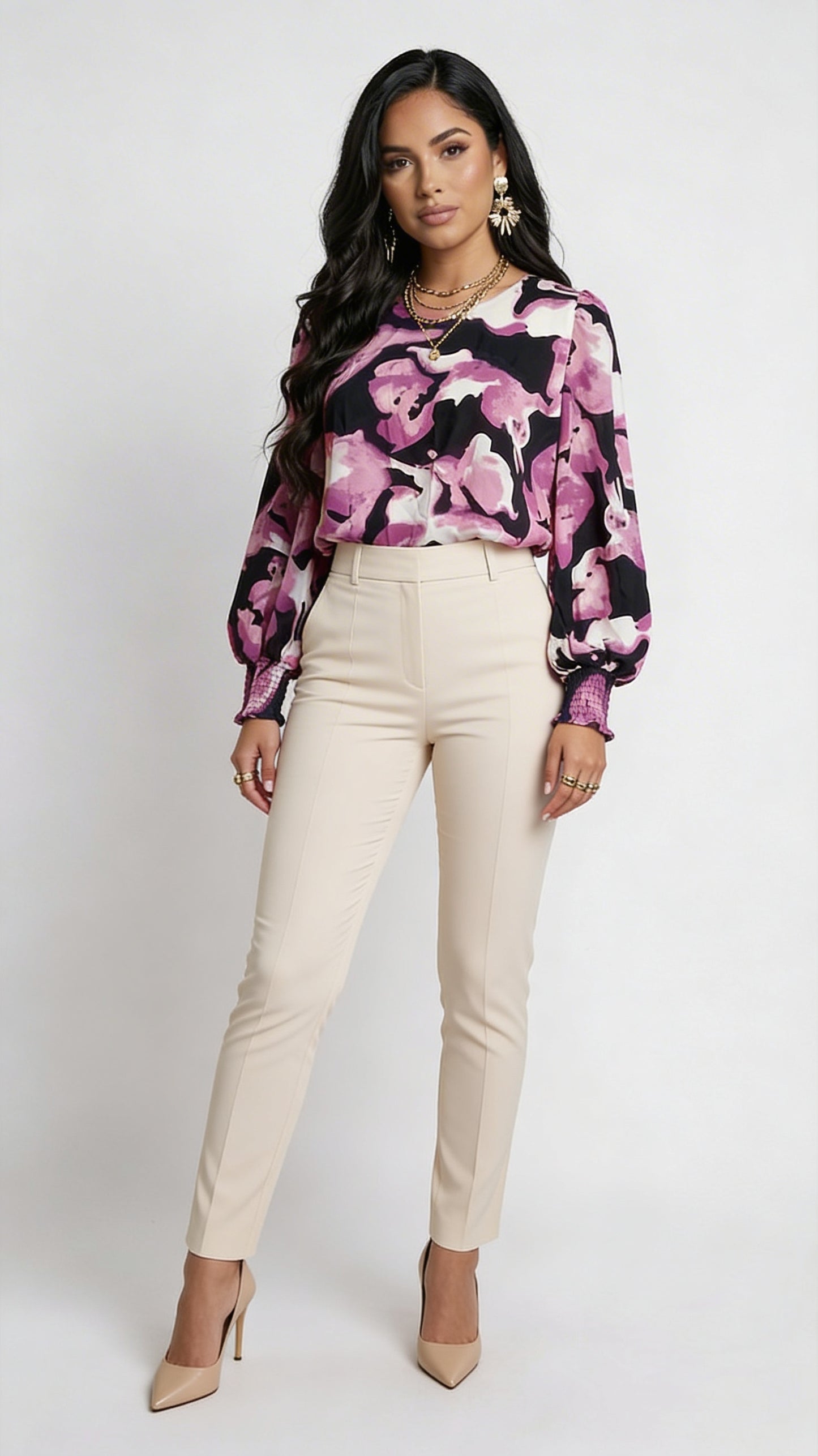 Blusa Floral Morada Elegante / NOB01