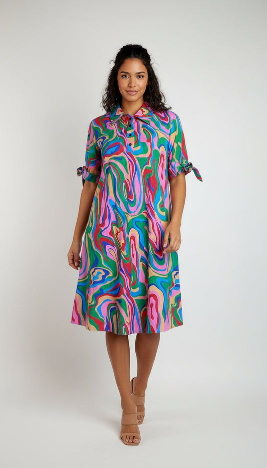 Vestido Multicolor Estampado Casual / MV40