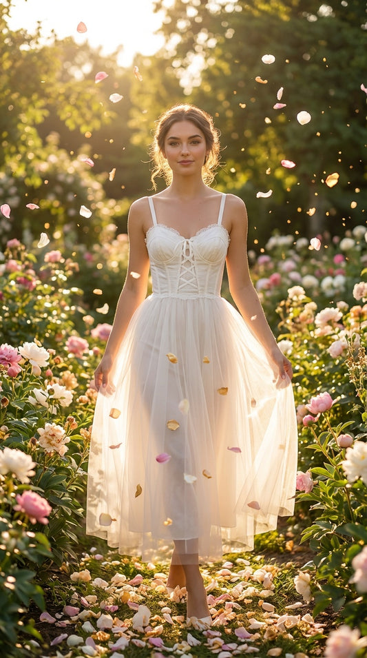 Vestido blanco tul largo / UV73