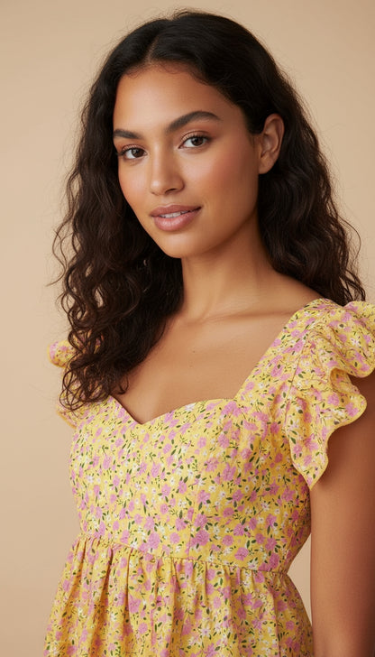 Blusa floral en tonos pastel con mangas cortas SH42 Betzy