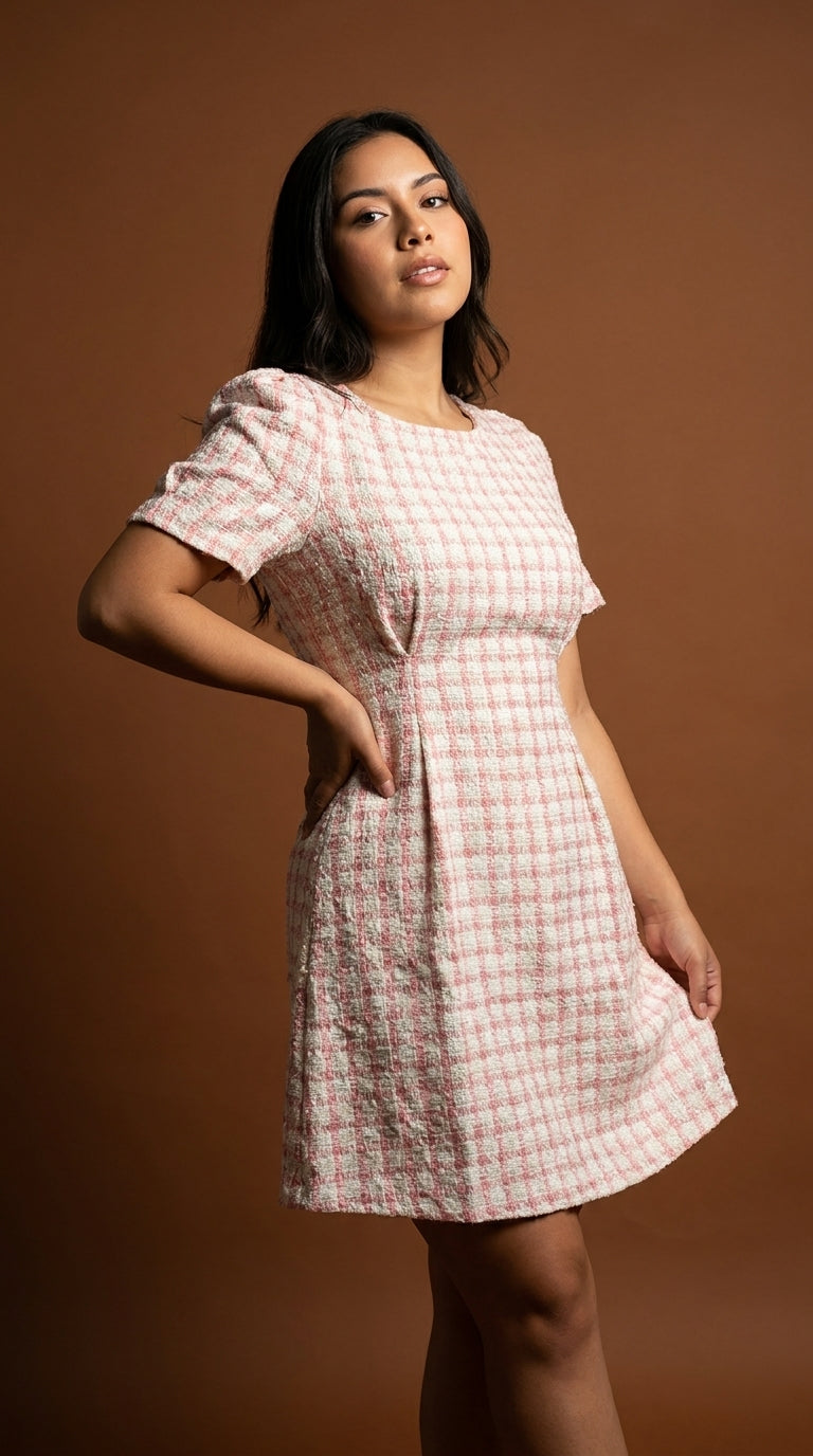 Vestido de cuadros rosa / L52A
