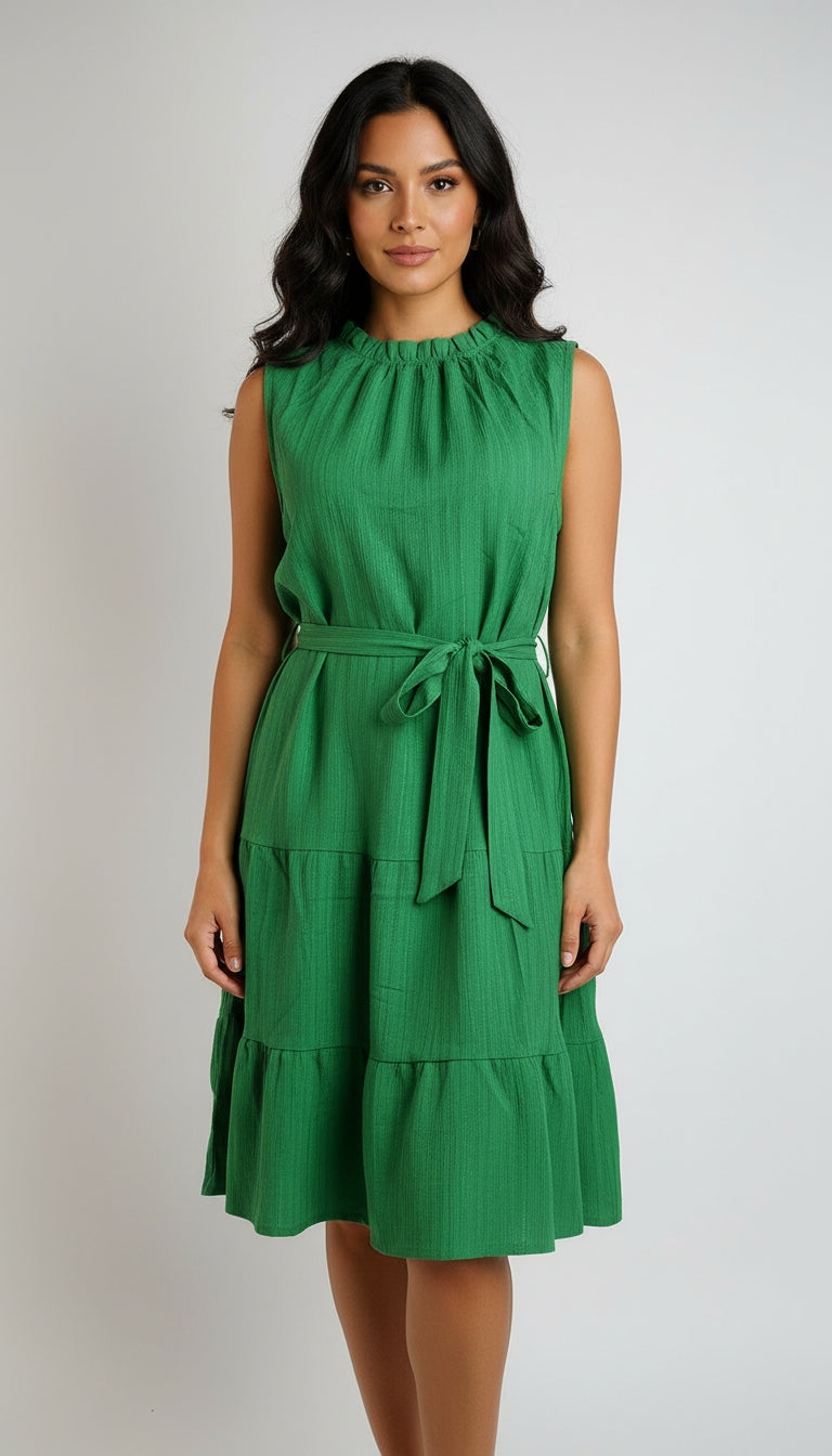 Vestido Verde Elegante Cintura Ajustada / MV05
