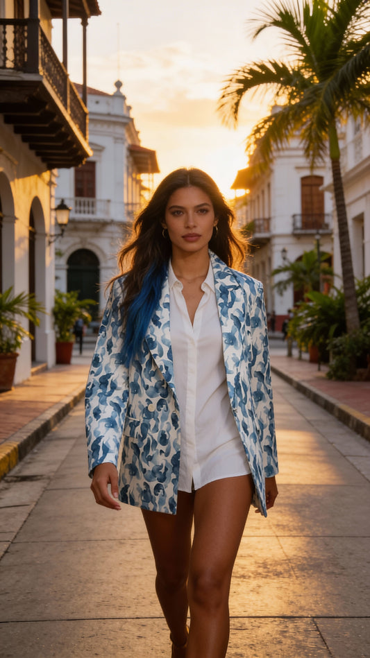Blazer estampado azul – ANBL2602